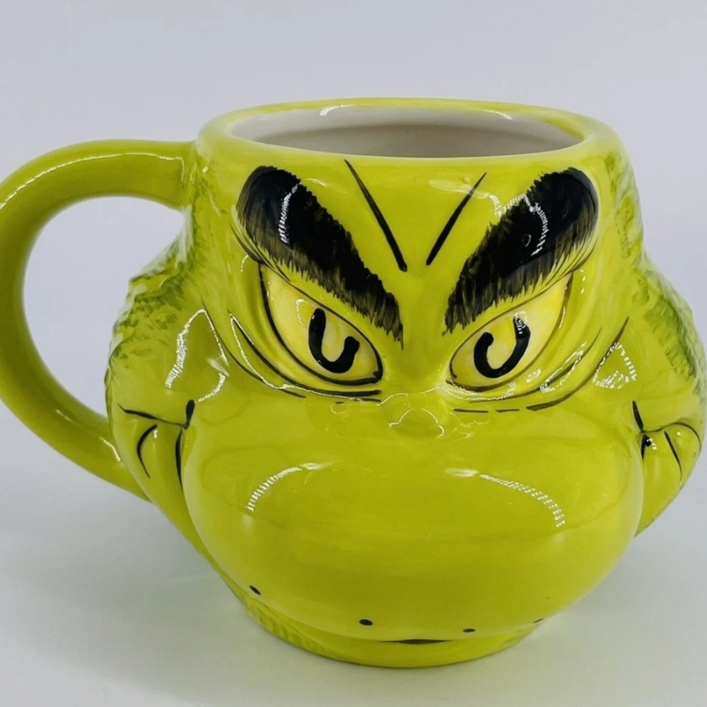 Grinch Coffee Mug Sculted 3D Ceramic Cup 16oz / Christmas Mug